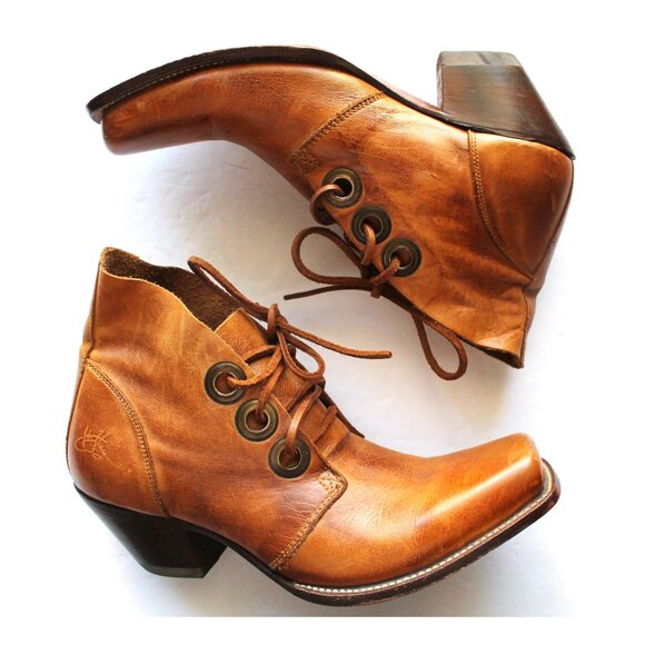 John Fluevog I Believe High Simon Leather Heel / W11 / M9 / Brown Lace-Up Unisex - Picture 7 of 14
